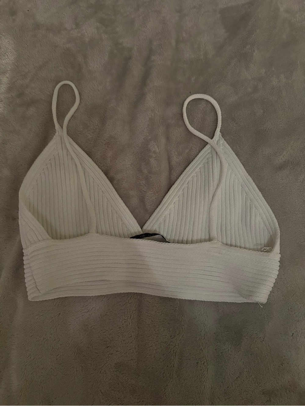 Zara Cream Ribbed Triangle Bralette - Picture 2 of 2